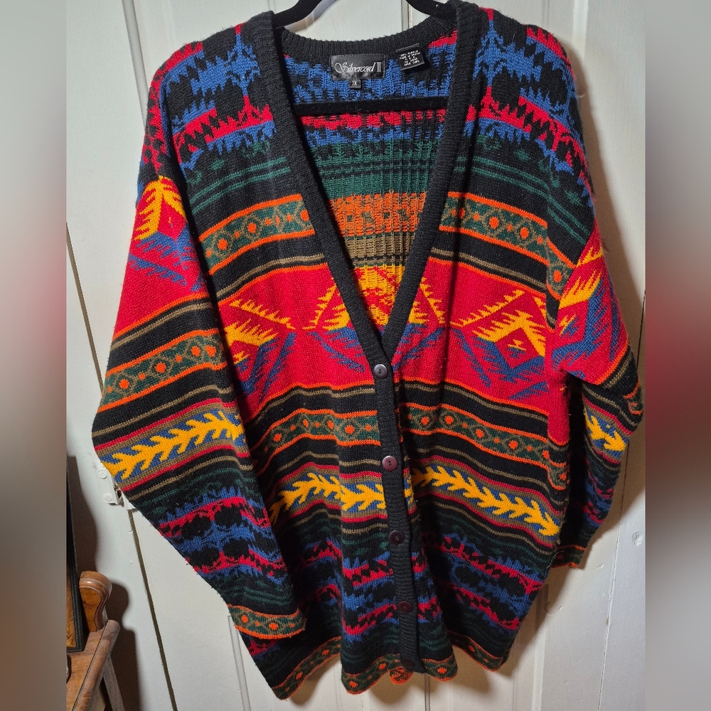 Silvercord II Aztec Print Cardigan 3x
